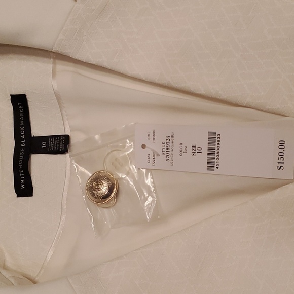 White House Black Market LS Cream Jacquard Double Breasted Blazer Size 10 NWT - Picture 8 of 10